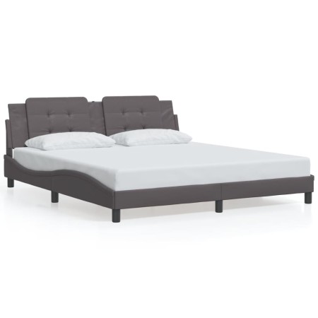 vidaXL Bettgestell mit LED Grau 180x200 cm Kunstleder