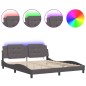 vidaXL Bettgestell mit LED Grau 180x200 cm Kunstleder vidaXL Bettgestell mit LED Grau 180x200 cm Kunstleder