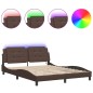 vidaXL Bettgestell mit LED Braun 160x200 cm Kunstleder vidaXL Bettgestell mit LED Braun 160x200 cm Kunstleder