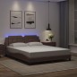 vidaXL Bettgestell mit LED Braun 160x200 cm Kunstleder vidaXL Bettgestell mit LED Braun 160x200 cm Kunstleder