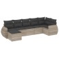 vidaXL 7-tlg. Garten-Sofagarnitur mit Kissen Hellgrau Poly Rattan vidaXL 7-tlg. Garten-Sofagarnitur mit Kissen Hellgrau Poly Rattan