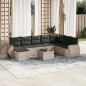 vidaXL 9-tlg. Garten-Sofagarnitur mit Kissen Hellgrau Poly Rattan vidaXL 9-tlg. Garten-Sofagarnitur mit Kissen Hellgrau Poly Rattan