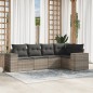 vidaXL 5-tlg. Garten-Sofagarnitur mit Kissen Hellgrau Poly Rattan vidaXL 5-tlg. Garten-Sofagarnitur mit Kissen Hellgrau Poly Rattan