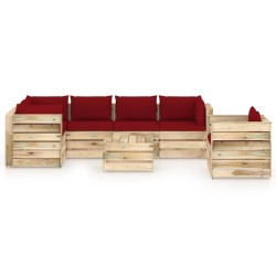 vidaXL 7-tlg. Garten-Lounge-Set mit Kissen Grün Imprägniertes Holz