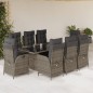 vidaXL 9-tlg. Garten-Essgruppe mit Kissen Grau Poly Rattan vidaXL 9-tlg. Garten-Essgruppe mit Kissen Grau Poly Rattan