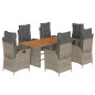 vidaXL 7-tlg. Garten-Essgruppe mit Kissen Grau Poly Rattan vidaXL 7-tlg. Garten-Essgruppe mit Kissen Grau Poly Rattan