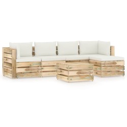 6-tlg. Garten-Lounge-Set mit Kissen Grün Imprägniertes Holz