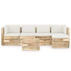 6-tlg. Garten-Lounge-Set mit Kissen Grün Imprägniertes Holz