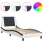 vidaXL Bettgestell mit LED Weiß und Schwarz 90x190 cm Kunstleder vidaXL Bettgestell mit LED Weiß und Schwarz 90x190 cm Kunstleder