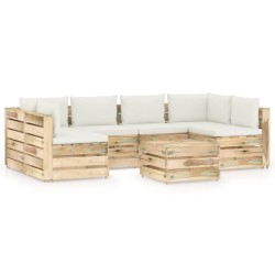 7-tlg. Garten-Lounge-Set mit Kissen Grün Imprägniertes Holz