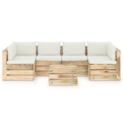 7-tlg. Garten-Lounge-Set mit Kissen Grün Imprägniertes Holz