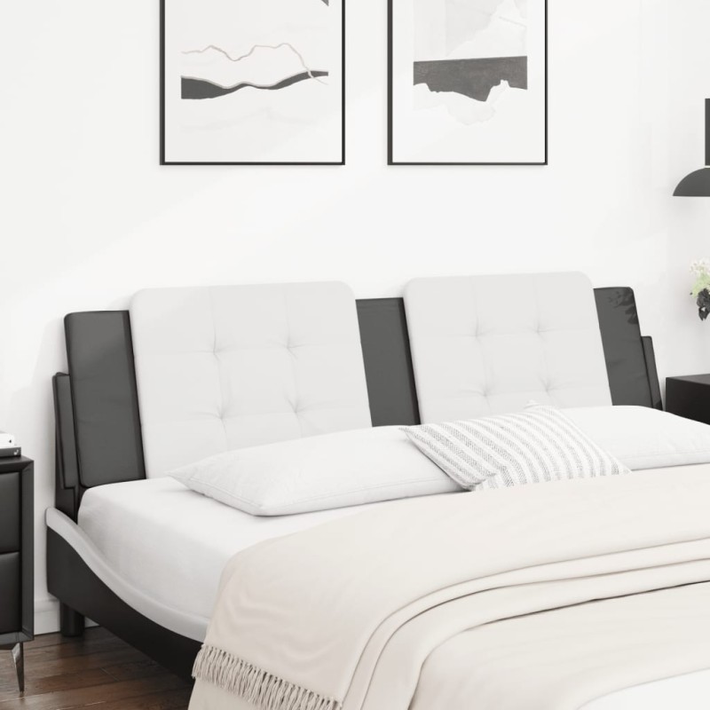 vidaXL Kopfteil-Kissen Weiß und Schwarz 180 cm Kunstleder vidaXL Kopfteil-Kissen Weiß und Schwarz 180 cm Kunstleder