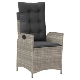 vidaXL Gartensessel mit Kissen Verstellbar Hellgrau Poly Rattan