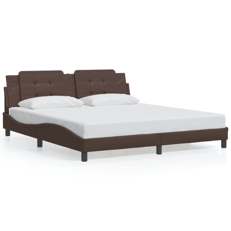 vidaXL Bettgestell mit Kopfteil Braun 180x200 cm Kunstleder vidaXL Bettgestell mit Kopfteil Braun 180x200 cm Kunstleder