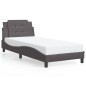 vidaXL Bettgestell mit Kopfteil Grau 90x200 cm Kunstleder vidaXL Bettgestell mit Kopfteil Grau 90x200 cm Kunstleder