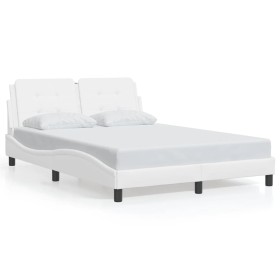 vidaXL Bettgestell mit Kopfteil Weiß 140x190 cm Kunstleder