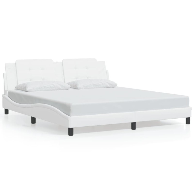 vidaXL Bettgestell mit Kopfteil Weiß 180x200 cm Kunstleder vidaXL Bettgestell mit Kopfteil Weiß 180x200 cm Kunstleder