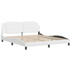 vidaXL Bettgestell mit Kopfteil Weiß 180x200 cm Kunstleder