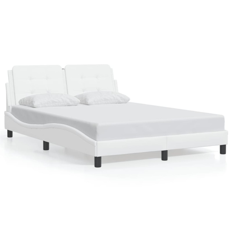 vidaXL Bettgestell mit Kopfteil Weiß 120x200 cm Kunstleder vidaXL Bettgestell mit Kopfteil Weiß 120x200 cm Kunstleder