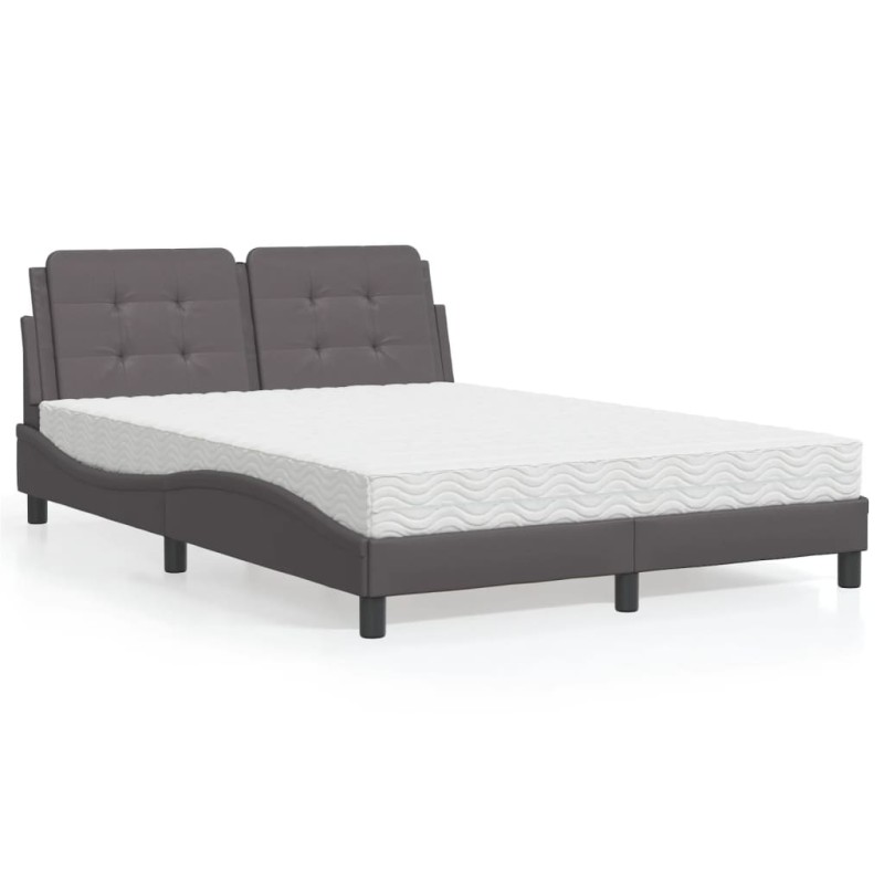vidaXL Bett mit Matratze Grau 120x200 cm Kunstleder vidaXL Bett mit Matratze Grau 120x200 cm Kunstleder