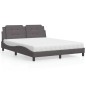 vidaXL Bett mit Matratze Grau 160x200 cm Kunstleder vidaXL Bett mit Matratze Grau 160x200 cm Kunstleder