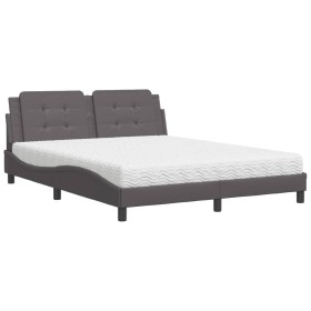 vidaXL Bett mit Matratze Grau 160x200 cm Kunstleder