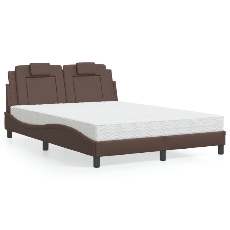 vidaXL Bett mit Matratze Braun 140x190 cm Kunstleder vidaXL Bett mit Matratze Braun 140x190 cm Kunstleder