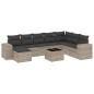 vidaXL 9-tlg. Garten-Sofagarnitur mit Kissen Hellgrau Poly Rattan vidaXL 9-tlg. Garten-Sofagarnitur mit Kissen Hellgrau Poly Rattan