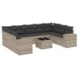 vidaXL 10-tlg. Garten-Sofagarnitur mit Kissen Hellgrau Poly Rattan vidaXL 10-tlg. Garten-Sofagarnitur mit Kissen Hellgrau Poly Rattan