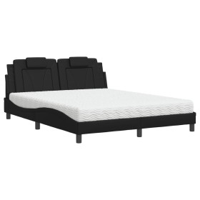 vidaXL Bett mit Matratze Schwarz 160x200 cm Kunstleder
