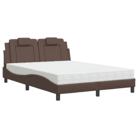 vidaXL Bett mit Matratze Braun 140x200 cm Kunstleder