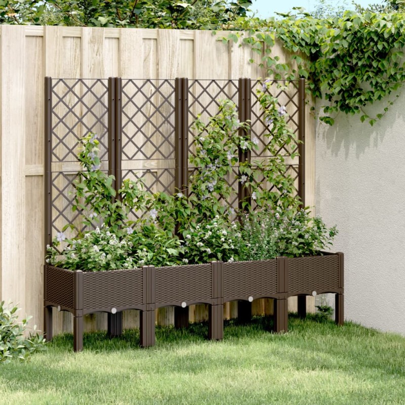 vidaXL Pflanzkübel mit Rankgitter Braun 160x40x142 cm PP vidaXL Pflanzkübel mit Rankgitter Braun 160x40x142 cm PP