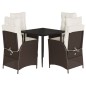 vidaXL 5-tlg. Garten-Essgruppe mit Kissen Braun Poly Rattan vidaXL 5-tlg. Garten-Essgruppe mit Kissen Braun Poly Rattan