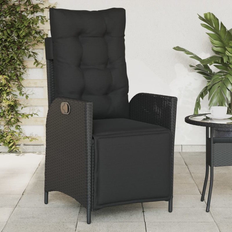 vidaXL Gartensessel mit Fußteil Verstellbar Schwarz Poly Rattan vidaXL Gartensessel mit Fußteil Verstellbar Schwarz Poly Rattan