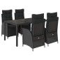 vidaXL 5-tlg. Garten-Essgruppe mit Kissen Schwarz Poly Rattan