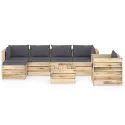 7-tlg. Garten-Lounge-Set mit Kissen Grün Imprägniertes Holz