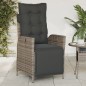 vidaXL Gartensessel mit Fußteil Verstellbar Grau Poly Rattan vidaXL Gartensessel mit Fußteil Verstellbar Grau Poly Rattan
