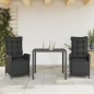 vidaXL 3-tlg. Garten-Essgruppe mit Kissen Schwarz Poly Rattan vidaXL 3-tlg. Garten-Essgruppe mit Kissen Schwarz Poly Rattan