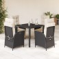 vidaXL 5-tlg. Garten-Essgruppe mit Kissen Schwarz Poly Rattan vidaXL 5-tlg. Garten-Essgruppe mit Kissen Schwarz Poly Rattan