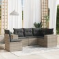 vidaXL 5-tlg. Garten-Sofagarnitur mit Kissen Hellgrau Poly Rattan vidaXL 5-tlg. Garten-Sofagarnitur mit Kissen Hellgrau Poly Rattan