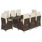 vidaXL 9-tlg. Garten-Essgruppe mit Kissen Braun Poly Rattan vidaXL 9-tlg. Garten-Essgruppe mit Kissen Braun Poly Rattan
