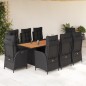 vidaXL 9-tlg. Garten-Essgruppe mit Kissen Schwarz Poly Rattan vidaXL 9-tlg. Garten-Essgruppe mit Kissen Schwarz Poly Rattan