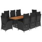 vidaXL 9-tlg. Garten-Essgruppe mit Kissen Schwarz Poly Rattan vidaXL 9-tlg. Garten-Essgruppe mit Kissen Schwarz Poly Rattan