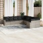 vidaXL 10-tlg. Garten-Sofagarnitur mit Kissen Hellgrau Poly Rattan vidaXL 10-tlg. Garten-Sofagarnitur mit Kissen Hellgrau Poly Rattan
