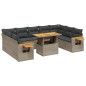 vidaXL 11-tlg. Garten-Sofagarnitur mit Kissen Grau Poly Rattan vidaXL 11-tlg. Garten-Sofagarnitur mit Kissen Grau Poly Rattan
