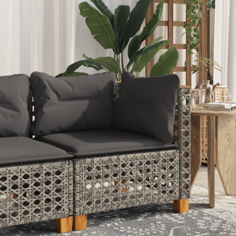 vidaXL Garten-Ecksofa mit Kissen Grau Poly Rattan vidaXL Garten-Ecksofa mit Kissen Grau Poly Rattan