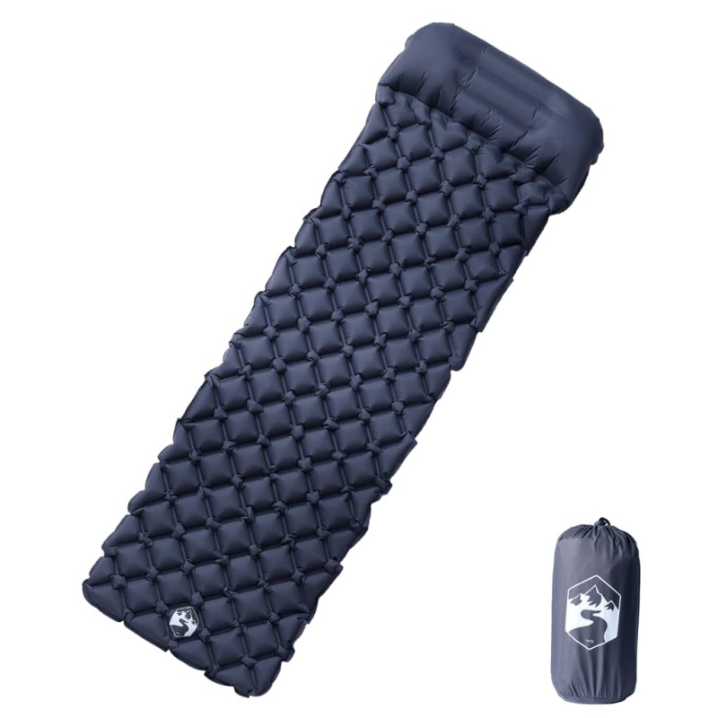 vidaXL Aufblasbare Isomatte mit Kissen Grau vidaXL Aufblasbare Isomatte mit Kissen Grau