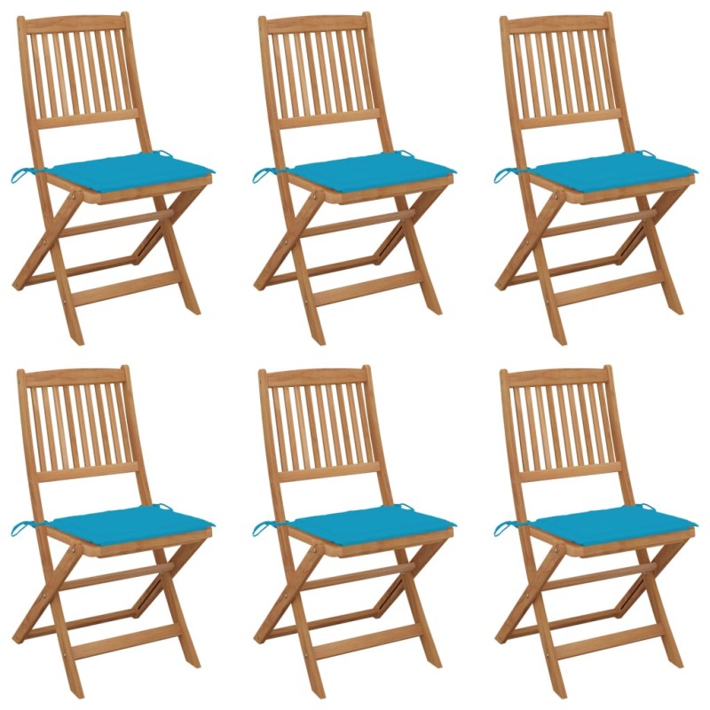 Klappbare Gartenstühle 6 Stk. mit Kissen Massivholz Akazie Klappbare Gartenstühle 6 Stk. mit Kissen Massivholz Akazie