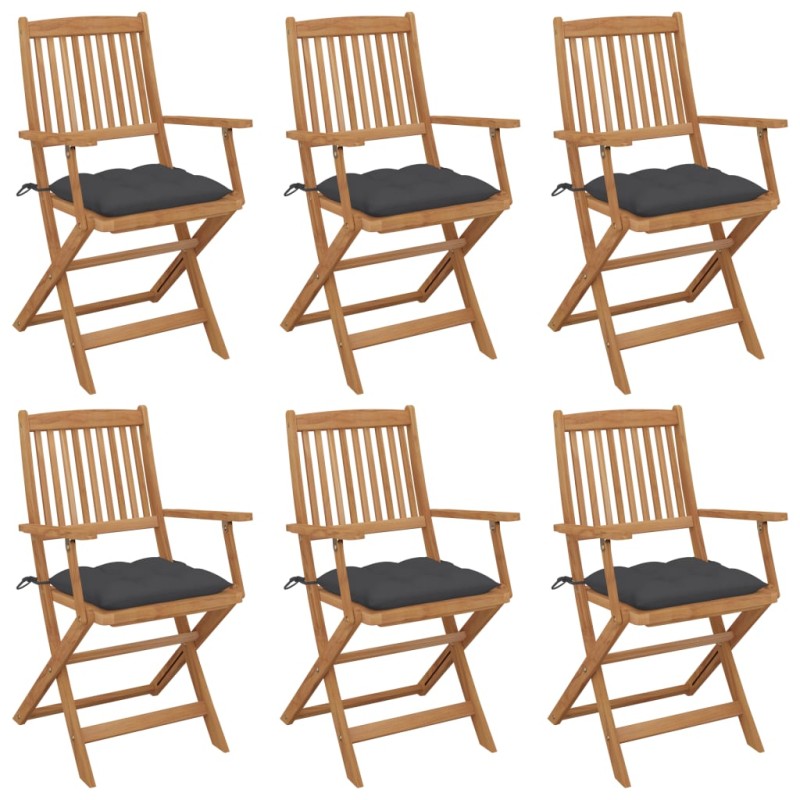 Klappbare Gartenstühle 6 Stk. mit Kissen Massivholz Akazie Klappbare Gartenstühle 6 Stk. mit Kissen Massivholz Akazie