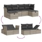 vidaXL 6-tlg. Garten-Sofagarnitur mit Kissen Hellgrau Poly Rattan vidaXL 6-tlg. Garten-Sofagarnitur mit Kissen Hellgrau Poly Rattan